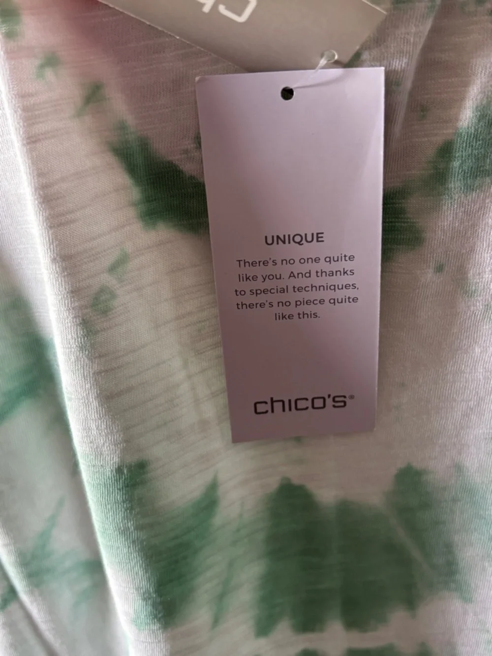 Chico’s Zenergy Tie Dye Tunic Top in Mint Green and White - NWT Size 3 (16/18) - Picture 8 of 10